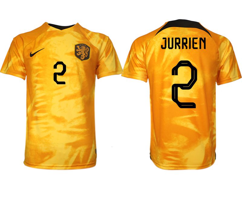 Men 2022 World Cup National Team Netherlands home aaa version yellow #2 Soccer Jersey